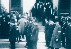 Fleetwood police officers outside the Town Hall in 1900