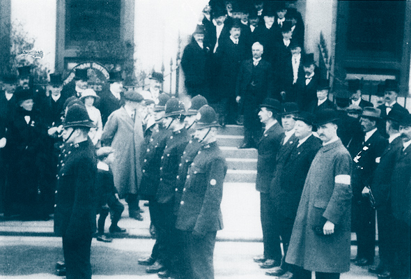 Fleetwood police officers outside the Town Hall in 1900